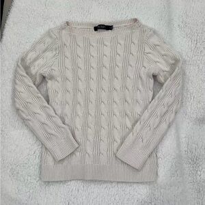 Ralph Lauren Women's Cream Cable Knit Sweater